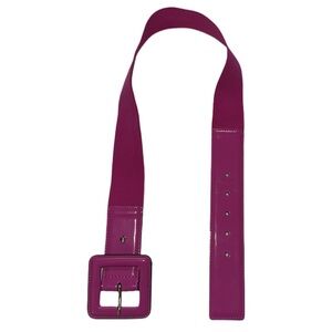 KATE SPADE pink wide buckle patent leather belt with elastic fabric, S-M. BNWT.